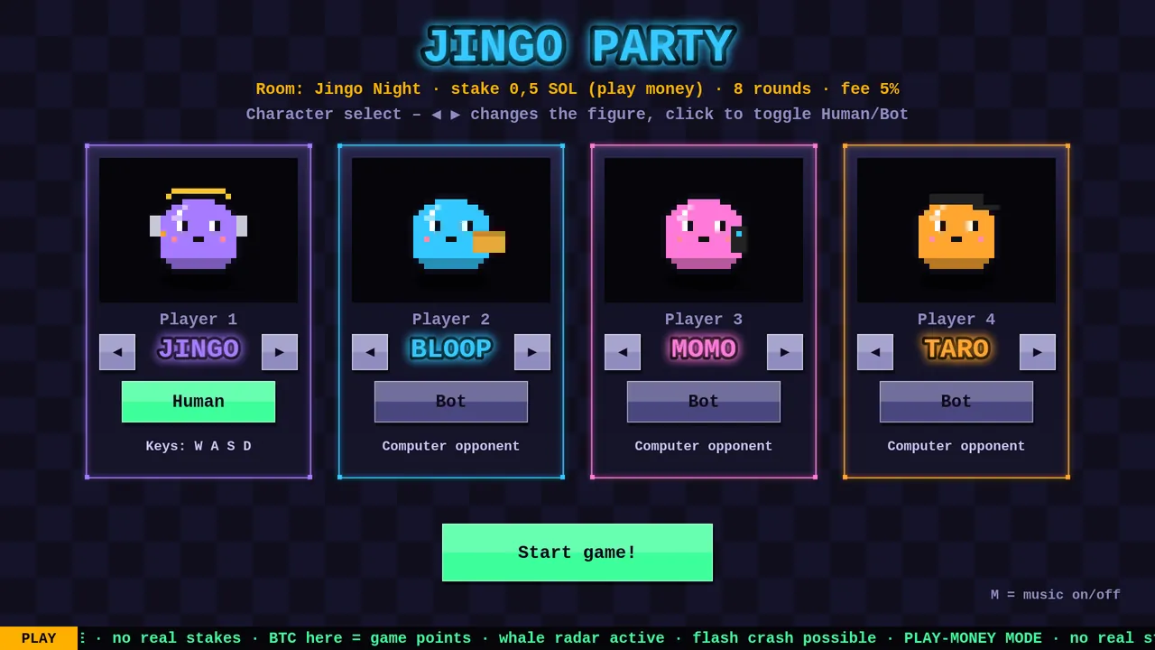 Character select in the game